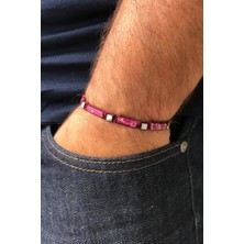 FRNCH Doğal Taşlı Mor Renkli Ayarlanabilir Erkek Bileklik