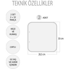 Tox 2 Set - 32 Parça Tox Mutfak ve Yatak Odası Keçe Cırtlı Aktivite Sayfası - Çocuk Etkinlik , Eğitici Oyuncak