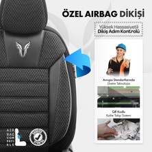 Otom Toro Design Airbag Dikişli Ekstra Destekli Özel Dokulu Oto Koltuk Kılıfı Tam Set Siyah-Gri