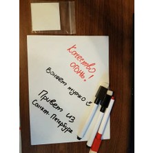 Dünya Magnet Mıknatıslı Manyetik Beyaz Tahta - 25 x 35 cm Katlanabilir Silinebilir Yazı Mesaj Tablosu + 3 Kalem