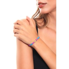 Labalaba Kadın Altın Renk Balık Charm Detaylı Mavi & Mor Renk Fimo Bileklik