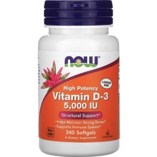 Now Foods High Potency Vitamin D-3 125 Mcg (5,000 Iu) 240 Softgels. USA