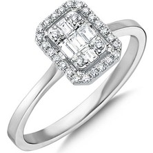 Engingold 0.43CT Pırlanta Baget Taşlı Yüzük