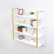 Decovizyon Tasnia Duvar Rafı - 120 Genişlik Gold - 4 Katlı