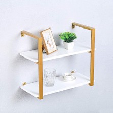 Decovizyon Tasnia Duvar Rafı  60 Genişlik Gold  2 Katlı