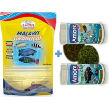 Lotus Malawi Granulat Ciklet Protein 860 G Akvaryum Balık Yemi + 30 gr + 30 gr