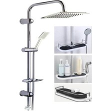 Morponi Dubai Duş Seti Çiftli Yağmurlama Robot Duş Seti, Krom Duş Takımı Raflı