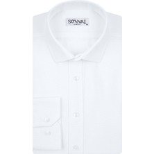 Süvari Slim Fit Armür Desenli Beyaz Erkek Gömlek