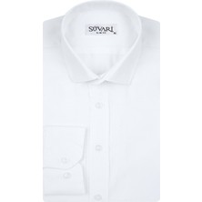 Süvari Slim Fit Armür Desenli Beyaz Erkek Gömlek
