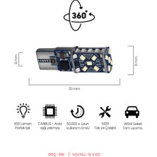 Waxen T10 Park Ampulü 15 LED Dipsiz Canbus W5W 194 6500K Beyaz Güçlü Işık