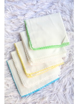 Eke Baby Rengarenk 5'li Pamuklu Ağız Silme Mendili Büyük Boy