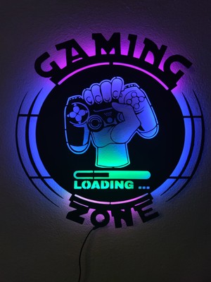 Dekoraven Gaming Zone Gamer LED Işıklı Ahşap Tablo