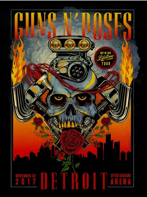 Caph Design Guns N' Roses Vintage Kraft Poster - 32X45CM - Özel Kutulu