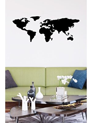 Luxhub Dünya Haritası Mdf Tablo Siyah