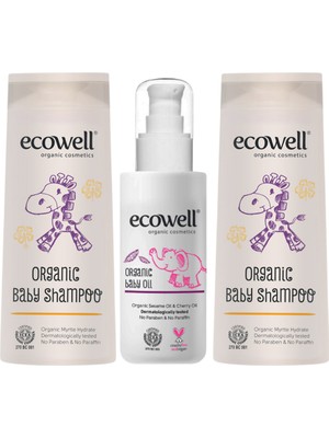 Ecowell Organik Bebe Şampuanı 300 Ml. (2 Adet) + Organik Bebe Yağı 100 Ml.