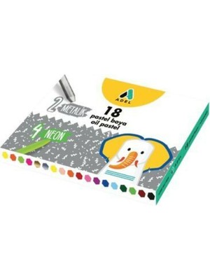 Adel Pastel Boya Karışık Set 18LI12 Klasik 4 Metalik 2 Neon Renk