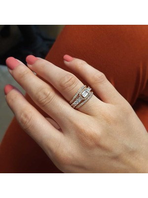 Engingold 14 Ayar Altın Baget Yarımtur Yüzük