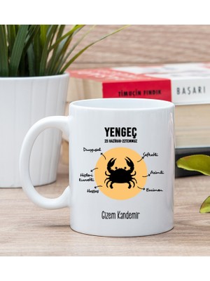 Hediye Dükkanı Kişiye Özel Yengeç Burcuna Özel Beyaz Kupa Bardak