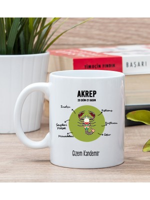 Hediye Dükkanı Kişiye Özel Akrep Burcuna Beyaz Kupa Bardak