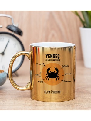 Hediye Dükkanı Kişiye Özel Yengeç Burcuna Gold Kupa Bardak