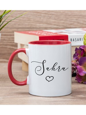 Hediye Dükkanı Kişiye Özel El Yazısı Tasarımlı İsimli Kırmızı Kupa Bardak
