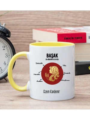 Hediye Dükkanı Kişiye Özel Başak Burcuna Hediye Sarı Kupa Bardak