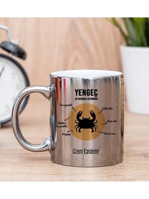 Hediye Dükkanı Kişiye Özel Yengeç Burcuna Hediye Silver Kupa Bardak