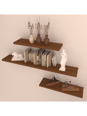 Rafkestir 3 Lü Raf Set  90 x 50 x 40  Hareli Ceviz Mat