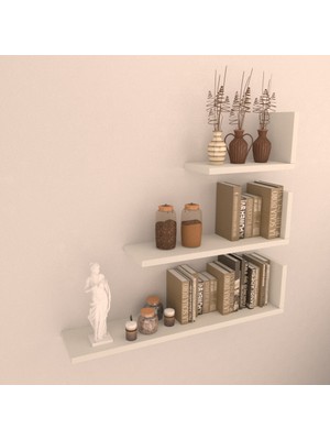 Rafkestir 3 Lü Pablo Duvar Raf Seti Beyaz  Mat