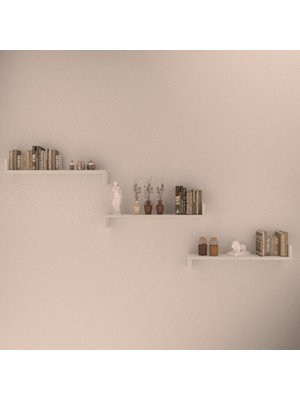 Rafkestir 3 Lü Teno Duvar Rafı Beyaz  Parlak