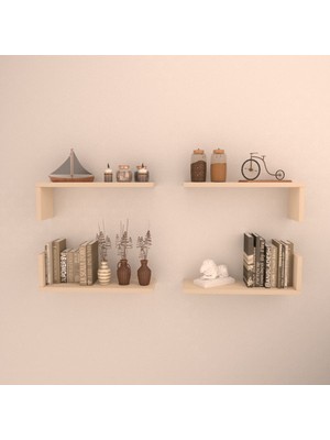 Rafkestir 4 Lü L Raf Set   45 cm   Krem  Parlak