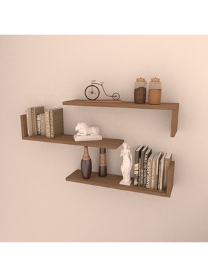 Rafkestir 3 Lü L Raf Set   60 cm   Kafkas Meşe  Mat