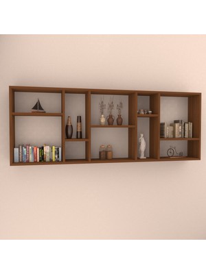 Rafkestir Antissa Duvar Rafı Hareli Ceviz Mat