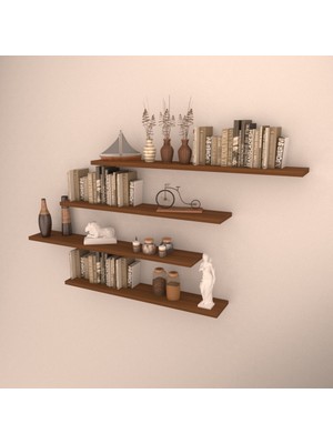 Rafkestir 4 Lü Raf Set  90x90x80x80  Hareli Ceviz Mat