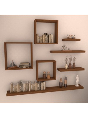 Rafkestir Parma Gizli Duvar Rafı  Hareli Ceviz Mat