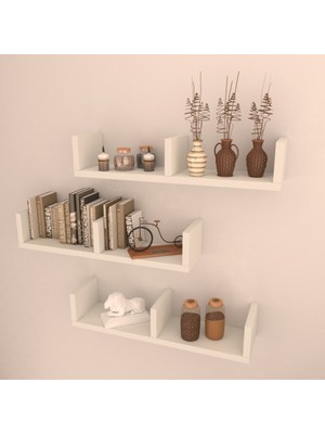 Rafkestir 3 Lü Atalanta Duvar Raf Seti Beyaz  Mat