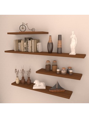 Rafkestir 4 Lü Gizli Bağlantılı Raf Set  80 x 60 x 40 x 40  Hareli Ceviz Mat
