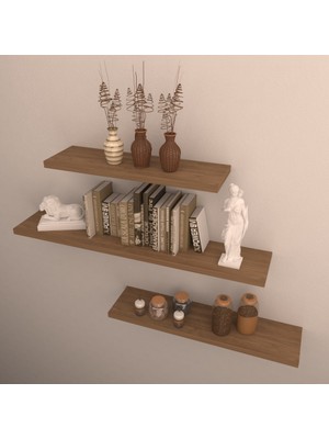 Rafkestir 3 Lü Raf Set   90 x 70 x 50  Kafkas Meşe  Mat