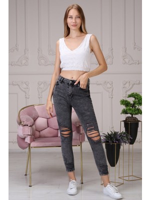 The Bark Lazer Kesim Kadın Skinny Jean Pantolon 4044-895 Siyah