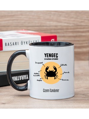 Hediye Dükkanı Kişiye Özel Yengeç Burcuna Hediye Siyah Kupa Bardak