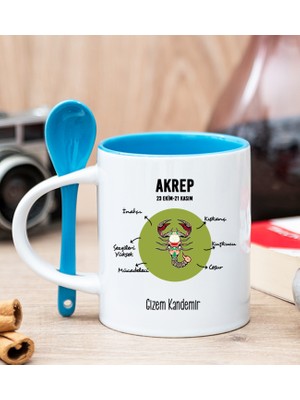 Hediye Dükkanı Kişiye Özel Akrep Burcuna Hediye Mavi Kupa Bardak