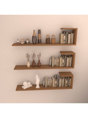 Rafkestir 3'lü Minas Duvar Rafı Bambu