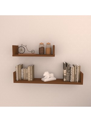 Rafkestir 2'li Avanos Duvar Rafı Hareli Ceviz