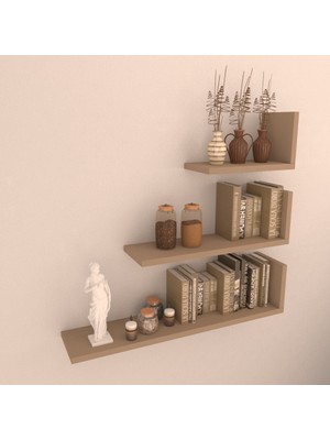 Rafkestir 3'lü Pablo Duvar Raf Seti Cappicino