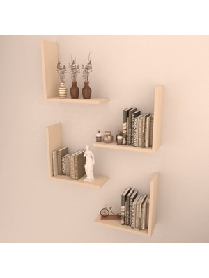 Rafkestir Aras Duvar Raf Seti 4'lü Krem