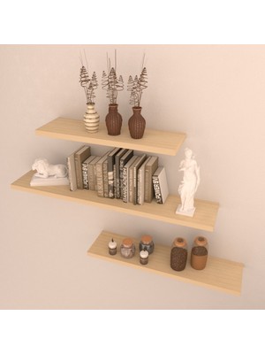 Rafkestir 3'lü Raf Set   75 x 55 x 35  Akçaağaç