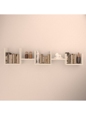 Rafkestir Siri Gizli Bağlantılı Duvar Rafı  Beyaz