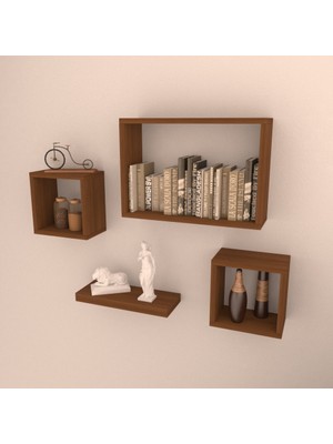 Rafkestir Mılan Duvar Raf Seti Hareli Ceviz