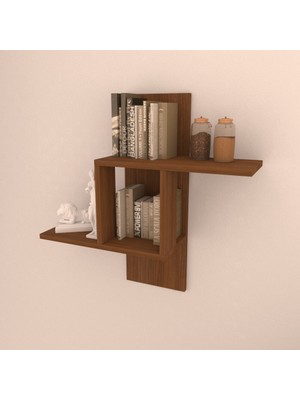 Rafkestir Piano Duvar Raf Seti Hareli Ceviz