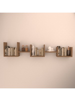 Rafkestir Siri Gizli Bağlantılı Duvar Rafı  Kafkas Meşe